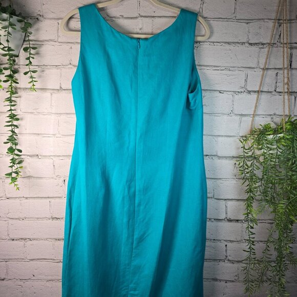 JESSICA HOWARD LINEN BLEND BRIGHT BLUE SLEEVELESS MAXI DRESS WOMENS SIZE 12 - Picture 4 of 6